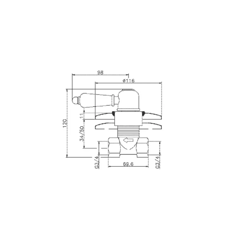 Huber Croisette Einbau-Absperrventil Chrom CS00031321