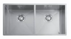 ABK Baronga grand évier double en inox 37x40+37x40 cm à fleur de plan, sous plan et en surface BAR3737FVI