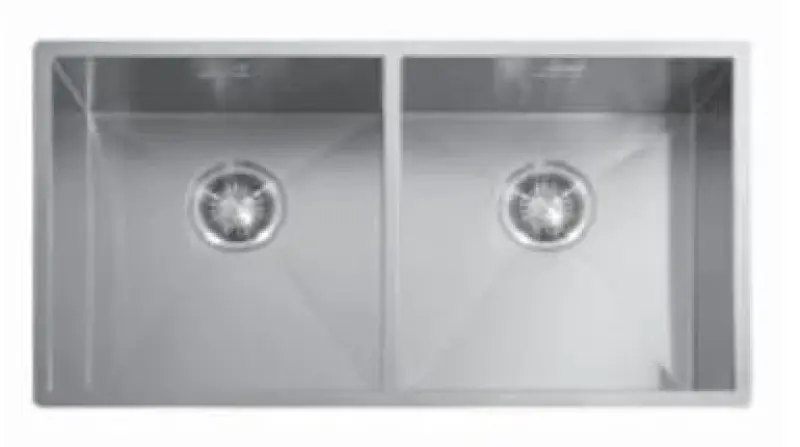 ABK Baronga große Doppelspüle Edelstahl 37x40+37x40 cm, flächenbündig, Unterbau und Aufliegend BAR3737FVI