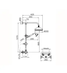 Huber Victorian Set thermostatique de douche en inox 390.VT21H.AC