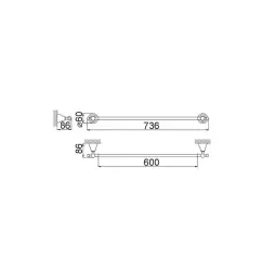 Huber Croisette Porte serviette classique 60cm Chromé 4014.01H.CR