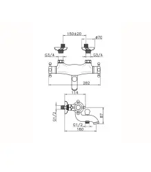 Huber Victorian Mitigeur Thermostatique de Bain Chromé/Doré VTT270107G