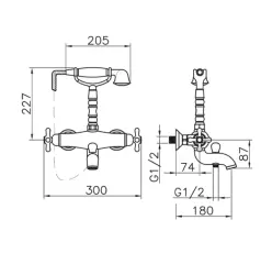 Huber Croisette Mélangeur Thermostatique de bain Chromé/Doré CST330107G