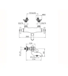 Huber Croisette Mélangeur thermostatique de bain chromé/doré CST270107G