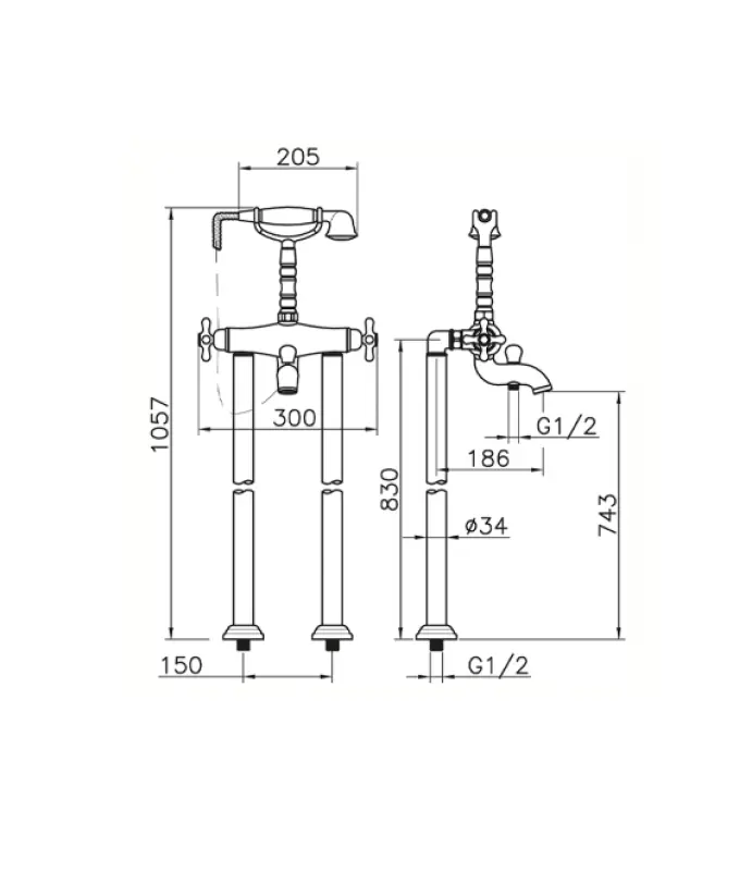 Huber Croisette Thermostat-Wannenbatterie Gold CST390102G