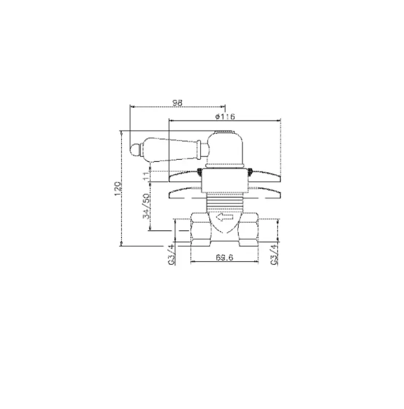 Huber Croisette Einbau-Absperrventil Gold CS0003132G
