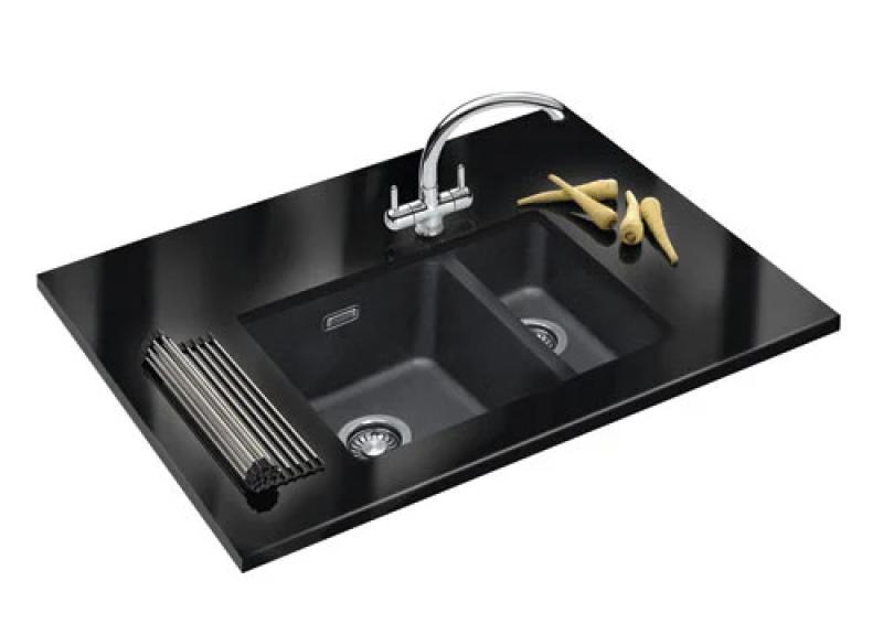 Franke Sirius 2 S2D 160 anderthalb 1,5 Kunststoff schwarzes Spülbecken 53,5x41cm Unterbau 125.0252.215
