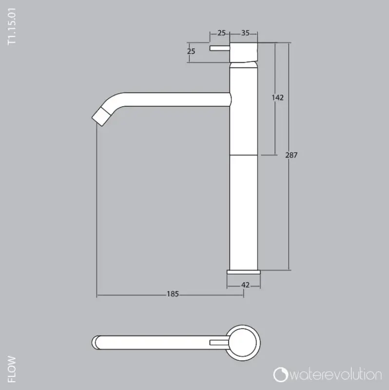 Waterevolution Flow Waschtischarmatur, hoher Auslauf, inkl. Klickstecker, Weiß matt T115BR