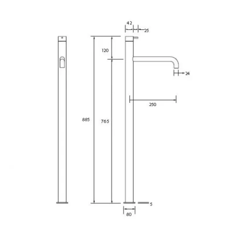 Waterevolution Flow freistehende Badewannenarmatur Chrom T13401