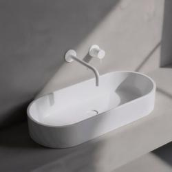 Waterevolution Flow mitigeur lavabo encastrable blanc mat avec bec 25cm T116BBR-25