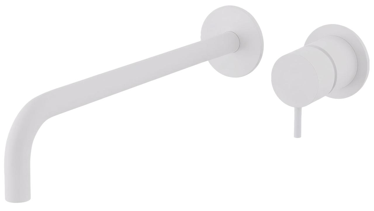 Waterevolution Flow mitigeur lavabo encastrable blanc mat avec bec 25cm T116BBR-25