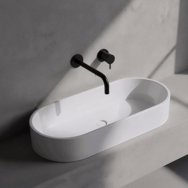 Waterevolution Flow Einbau-Waschtischarmatur matt schwarz mit Auslauf 25 cm T116BPR-25