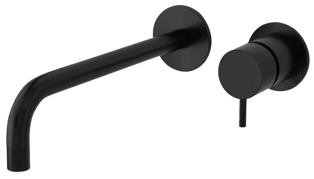 Waterevolution Flow mitigeur lavabo encastrable noir mat avec bec 25cm T116BPR-25