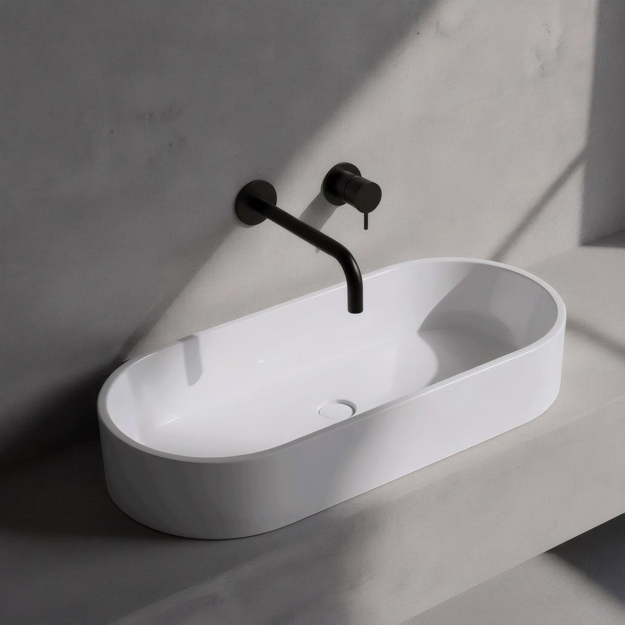 Waterevolution Flow mitigeur lavabo encastrable noir mat avec bec 25cm T116BPR-25