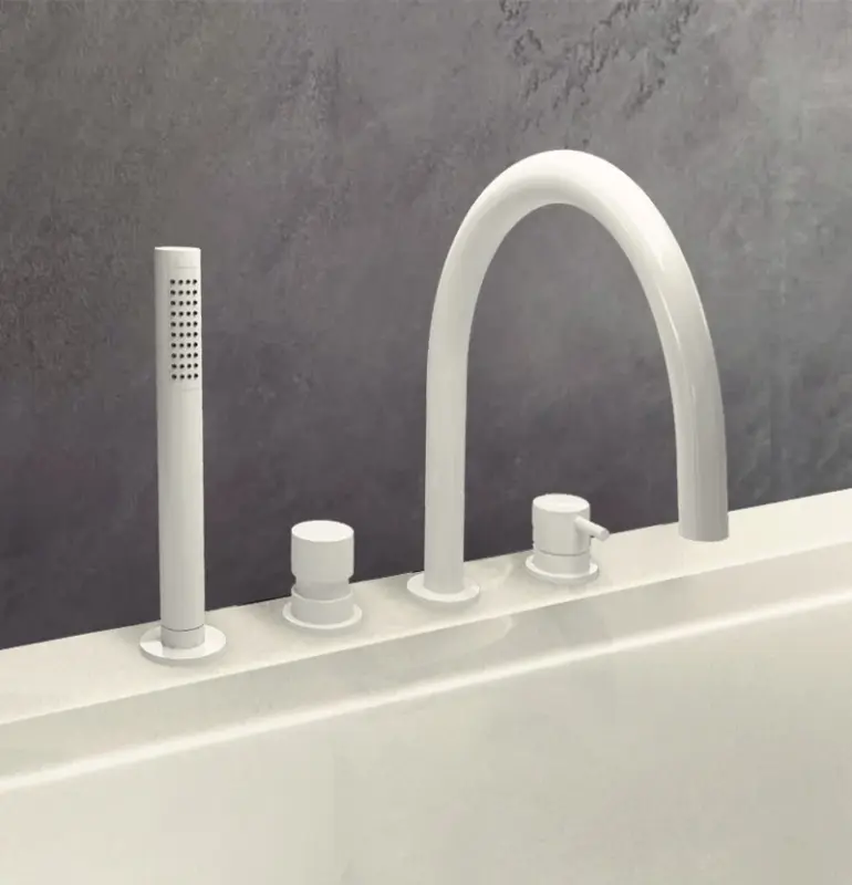 Waterevolution Flow 4-Loch-Wannenarmatur für Wannenrandmontage Weiß T138BR