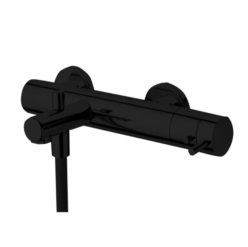 Waterevolution Flow Badethermostat mit Handbrausegarnitur, Schwarz matt T130TPR