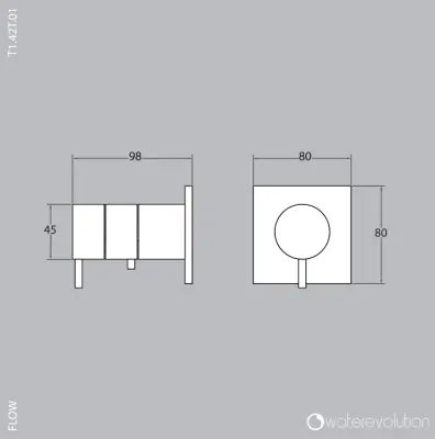 Waterevolution Flow thermostat de douche encastré avec rosace carrée, blanc mat T142TBBR