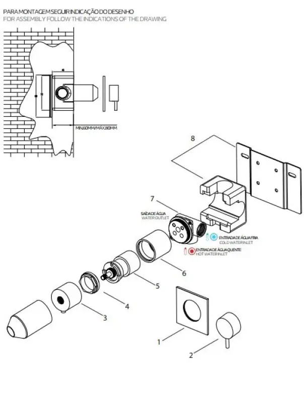 Waterevolution Flow Unterputz-Dusch-Thermostat quadratische Rosette Mattschwarz T142TBPR
