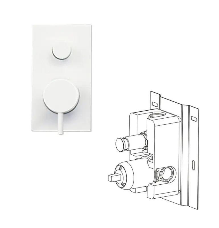 Waterevolution Flow Unterputz-Dusch-Thermostat mit 2 Ausgängen Mattweiß T132TBBR