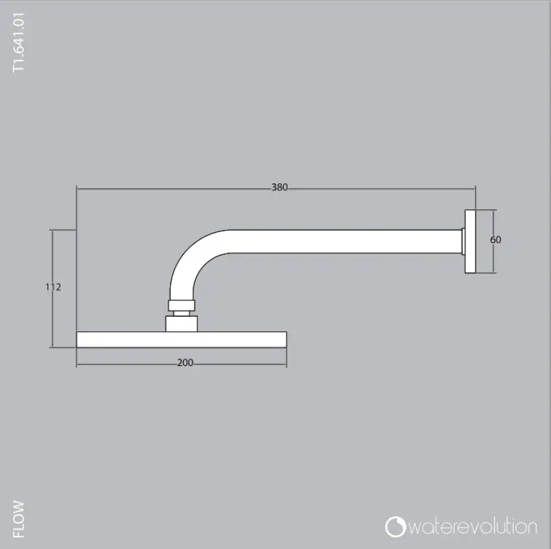 Waterevolution Flow Kopfbrause 200 mm mit Wandanschluss, mattschwarz T1641PR