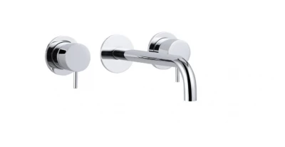 Robinet de lavabo encastré à 3 trous Waterrevolution Flow, chrome, avec bec de 25 cm T1163F01-25