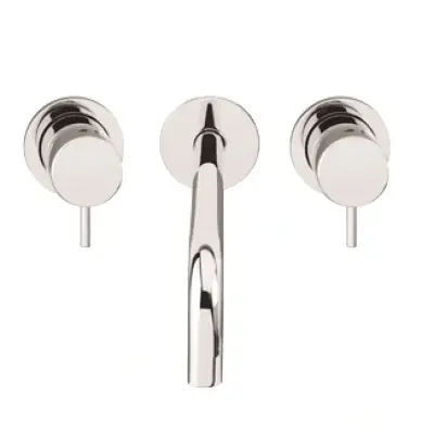 Robinet de lavabo encastré à 3 trous Waterrevolution Flow, chrome, avec bec de 25 cm T1163F01-25