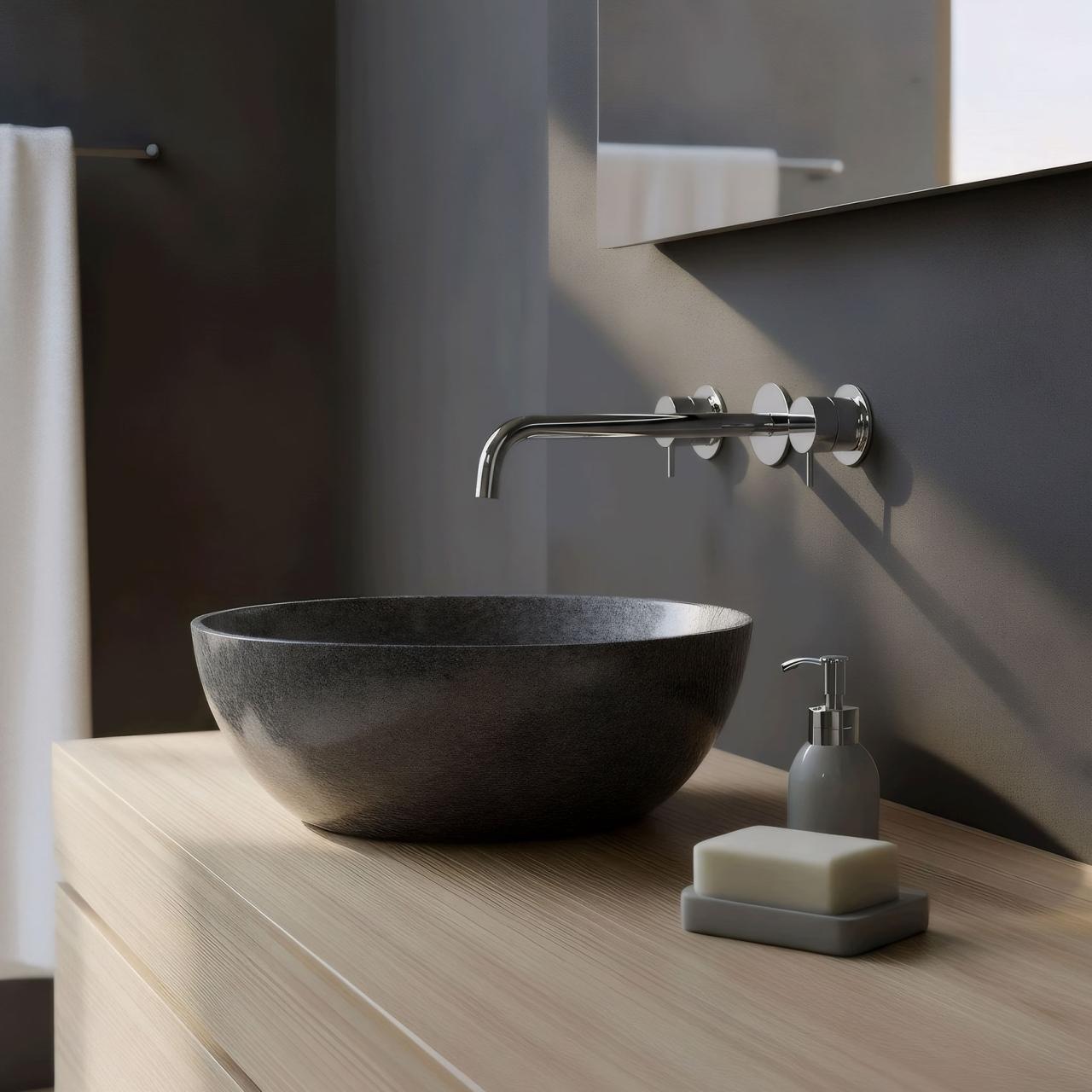 Waterevolution Flow Robinet de lavabo encastrable 3 trous chromé avec bec 25cm 1208511212