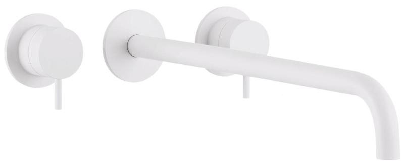 Waterevolution Flow 3-Loch-Einbau-Waschtischarmatur Mattweiß mit Auslauf 25 cm T1163FBR-25