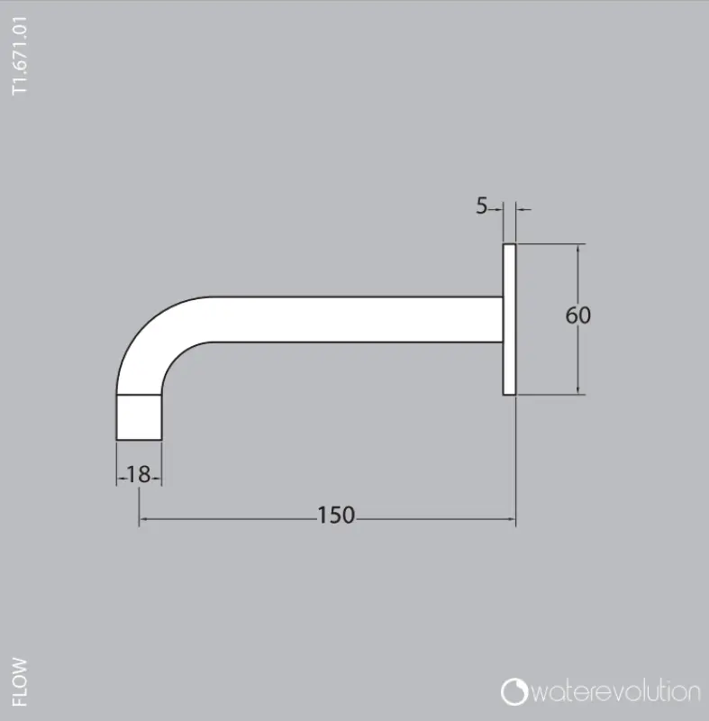 Waterevolution Flow Wannenauslauf 15cm matt Schwarz T1671-15PR