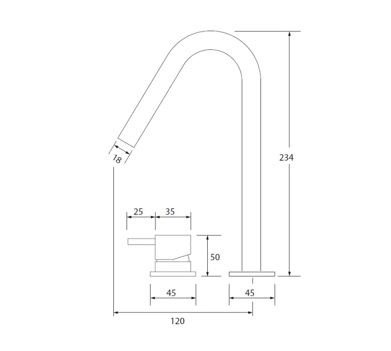 Waterevolution Flow 2-loch Waschtischarmatur Schwarz matt mit kleinem 127mm V-Auslauf T112VPR