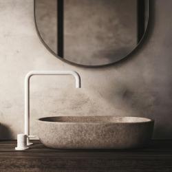 Waterevolution Flow Robinet de lavabo 2 trous bec haut 222 blanc mat T122HBR