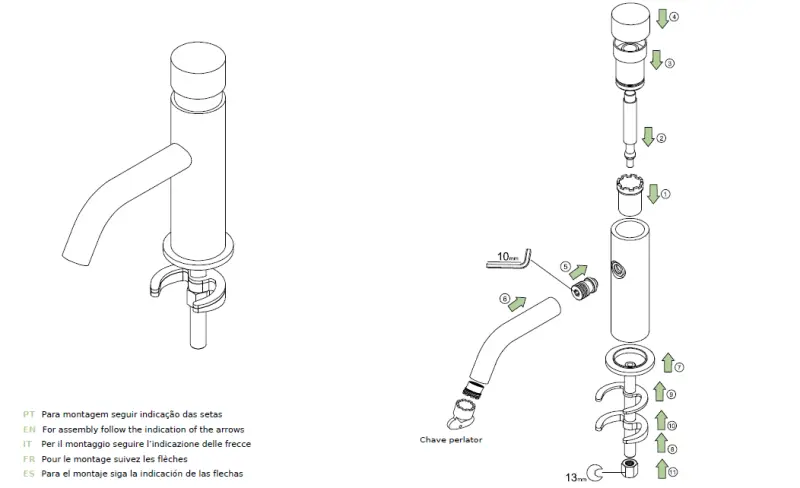 Waterevolution Flow Waschtischarmatur selbstschließend Chrom T110TP01