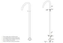Waterevolution Flow Bec de baignoire sur pied Blanc mat T1673BR