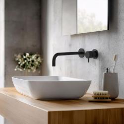 Waterevolution Flow mitigeur lavabo encastrable noir mat avec bec 21cm T116BPR-21
