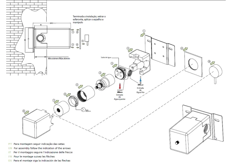Waterevolution Flow Einbau-Duschthermostat mit runder Rosette, mattschwarz 1208778082 T142TBPR