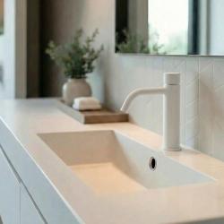 Waterevolution Flow Robinet de lavabo eau froide  à fermeture automatique blanc mat T110TPBR