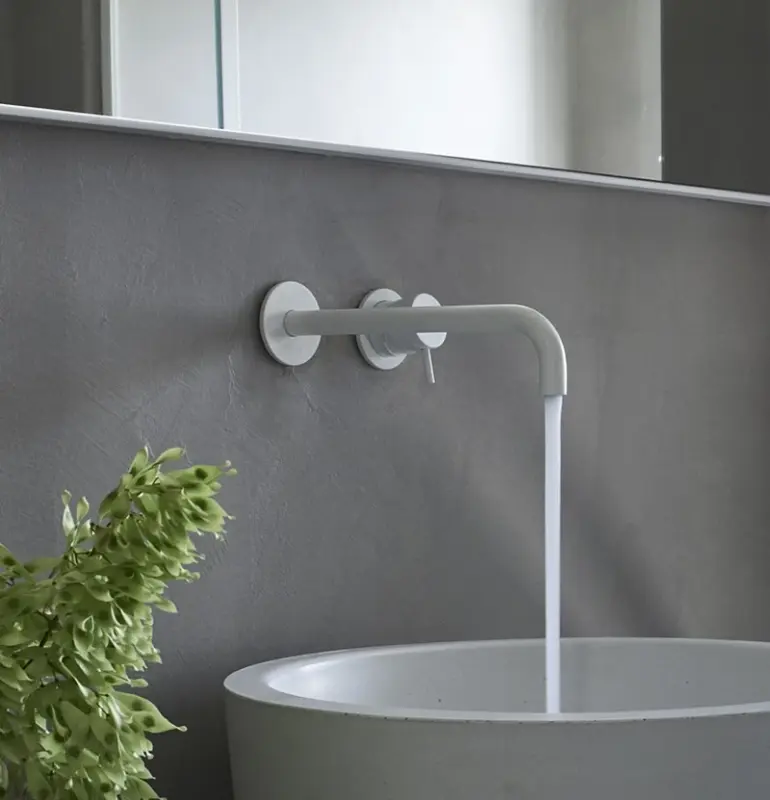 Waterevolution Flow Einbau-Waschtischarmatur mattweiß mit Auslauf 21 cm T116BBR-21
