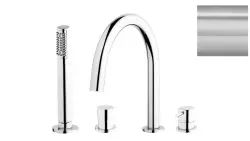 Waterevolution Flow Mitigeur de bain 4 trous pour montage sur le rebord de la baignoire entièrement en inox T138IE