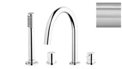 Waterevolution Flow Mitigeur de bain 4 trous pour montage sur le rebord de la baignoire entièrement en inox T138IE
