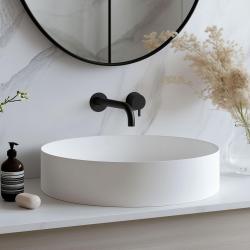 Robinet de lavabo encastré Waterevolution Flow noir mat avec bec de 15 cm T116BPR-15