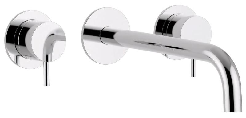 Waterevolution Flow 3-Loch-Einbau-Waschtischarmatur Chrom mit Auslauf 15 cm T1163F01-15