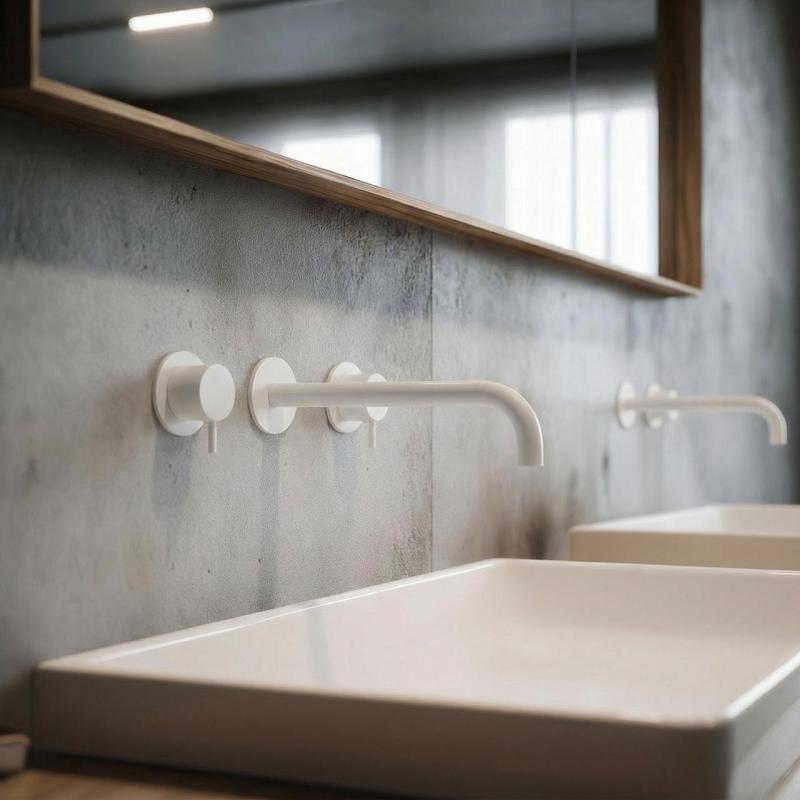 Waterevolution Flow Mitigeur lavabo encastré 3 trous blanc mat avec bec 21 cm T1163FBR-21