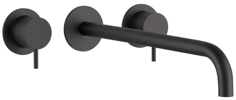 Waterevolution Flow 3-Loch-Einbau-Waschtischarmatur Mattschwarz mit Auslauf 21 cm T1163FPR-21