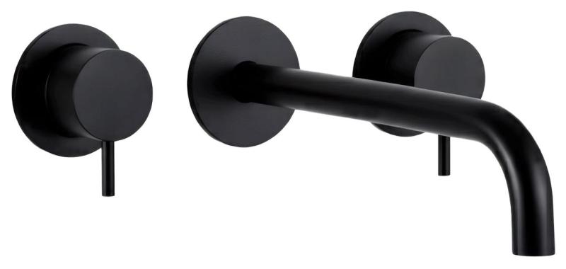 Waterevolution Flow 3-Loch-Einbau-Waschtischarmatur Mattschwarz mit Auslauf 15 cm T1163FPR-15