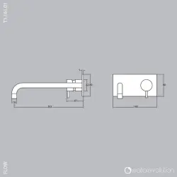 Waterevolution Flow Mitigeur de lavabo encastrable avec plaque et bec15cm Chrome T1161B01-15