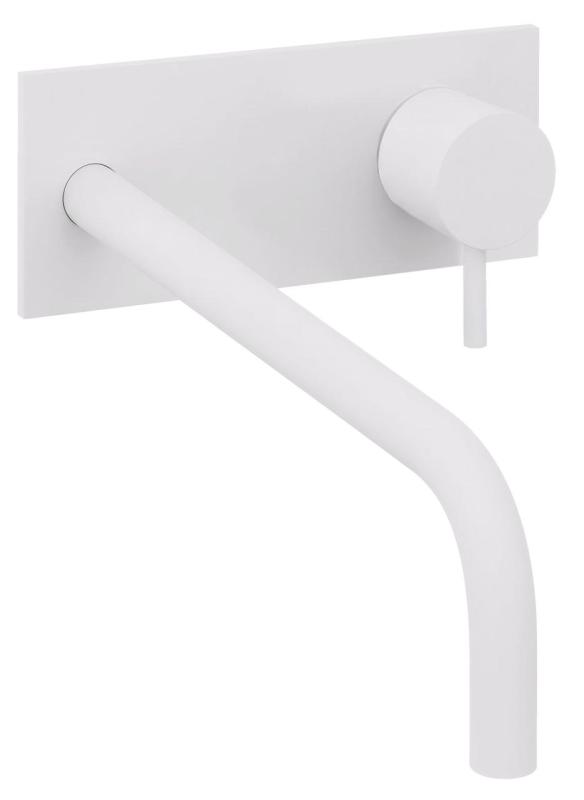 Waterevolution Flow Einbau-Waschtischarmatur mit Abdeckplatte, mattweiß, mit Auslauf 21 cm T1161BBR-21
