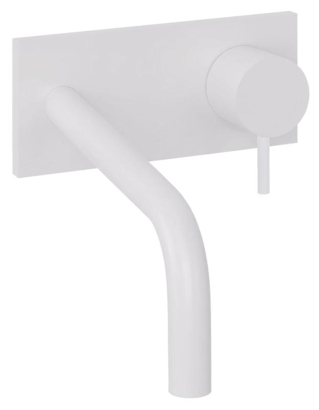 Waterevolution Flow Unterputz-Waschtischbatterie mit Abdeckplatte, Mattweiß, Auslauf 15cm T1161BBR-15