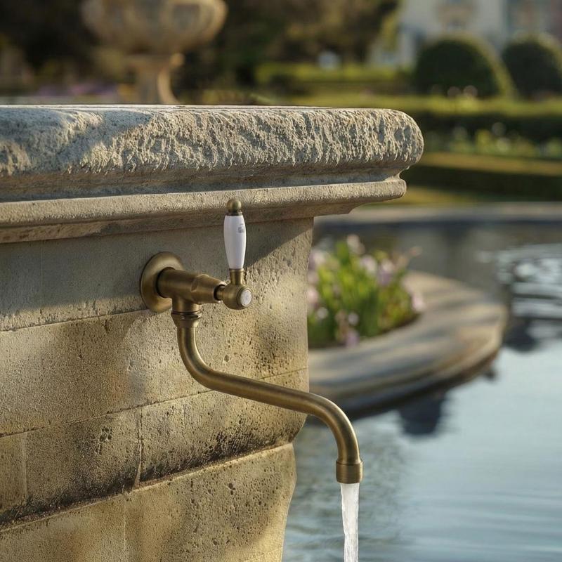 PB Classic mitigeur mural de lavabo avec levier blanc eau froide et long bec bronze 1208853602