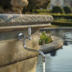 PB Classic Robinet mural de lavabo avec levier blanc eau froide et long bec Chromé 1208853612