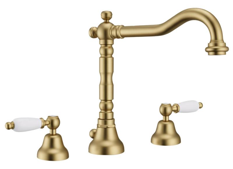PB classic tap 3 trous robinet de lavabo Leviers blancs couleur Bronze 1208854272